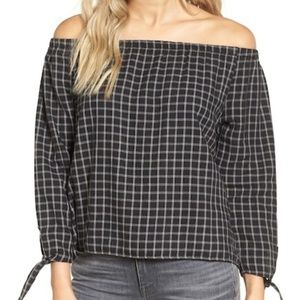 Madewell Plaid Off The Shoulder Top